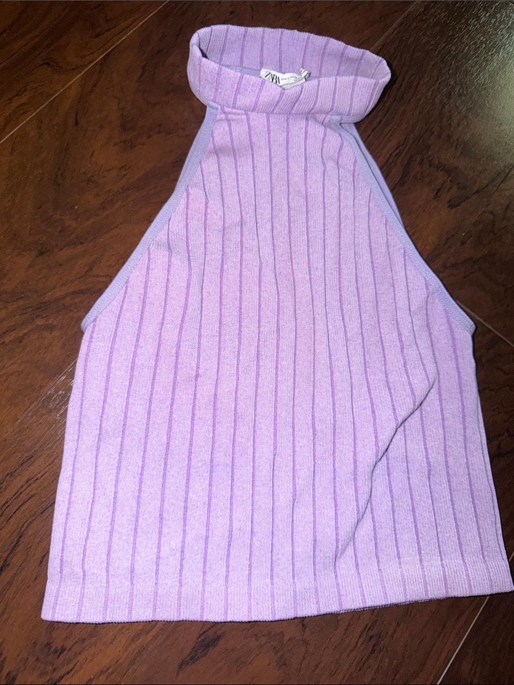 Zara Lilac Ribbed Halter Bodysuit
